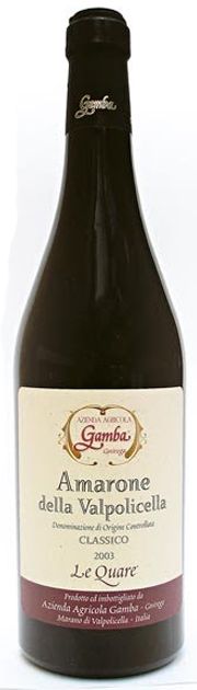 Amarone della Valpolicella Le Quare, Gamba